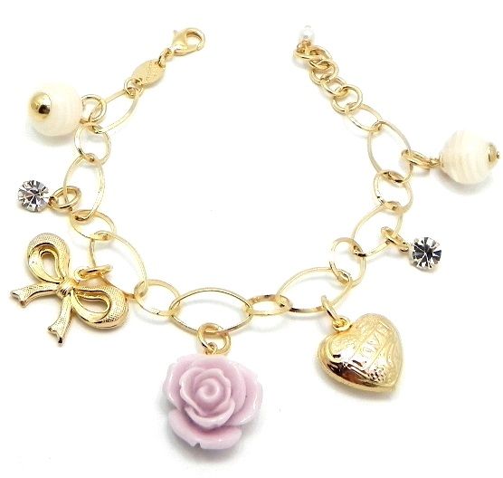 Pulseira com florzinha rosa bebe